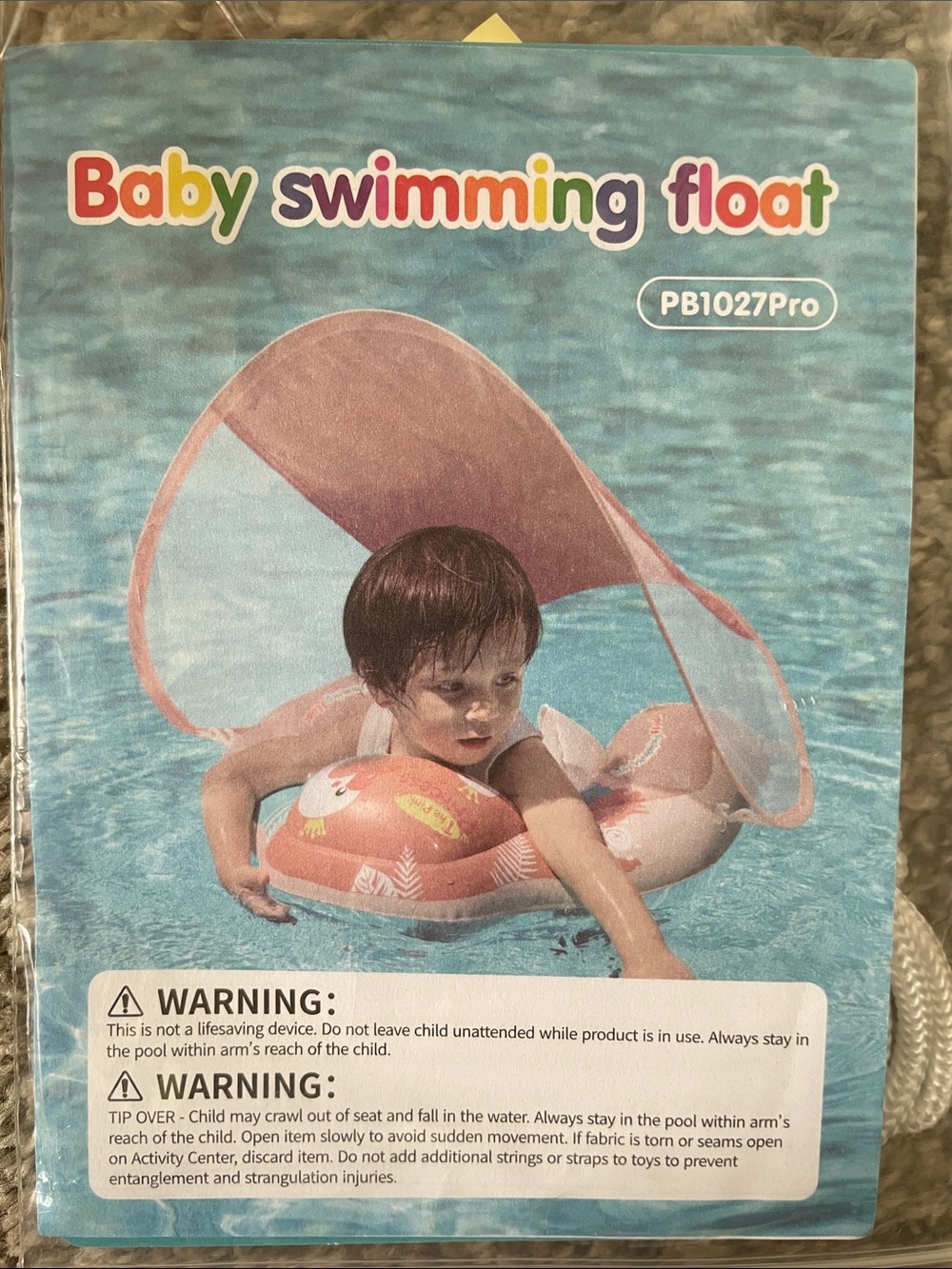 Inflatable Swan Princess Baby Float with Canopy